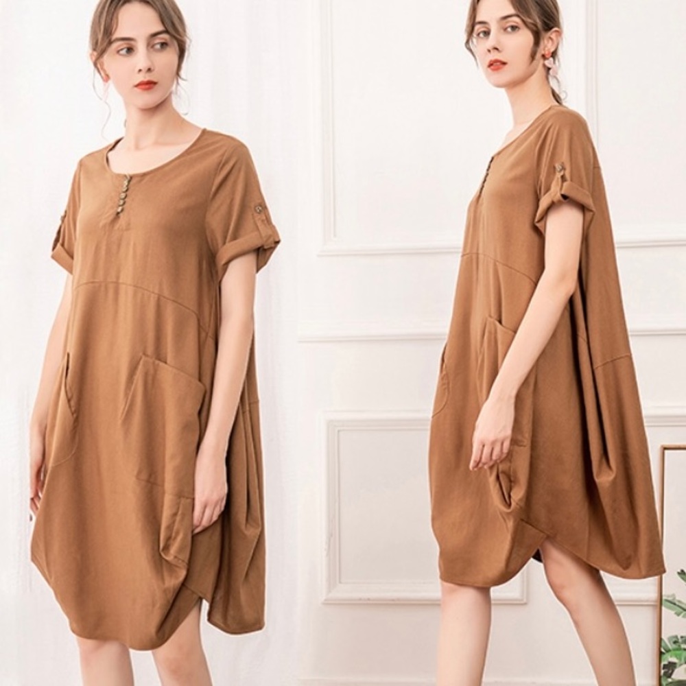 Boho Black Linen Dress